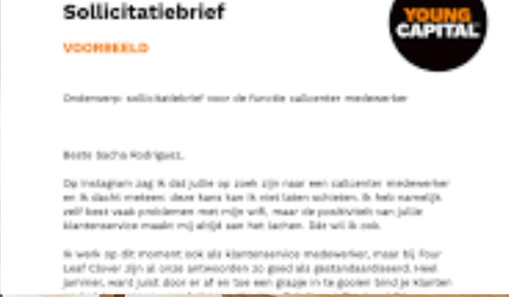 Beste Sollicitatiebrief Voorbeeld