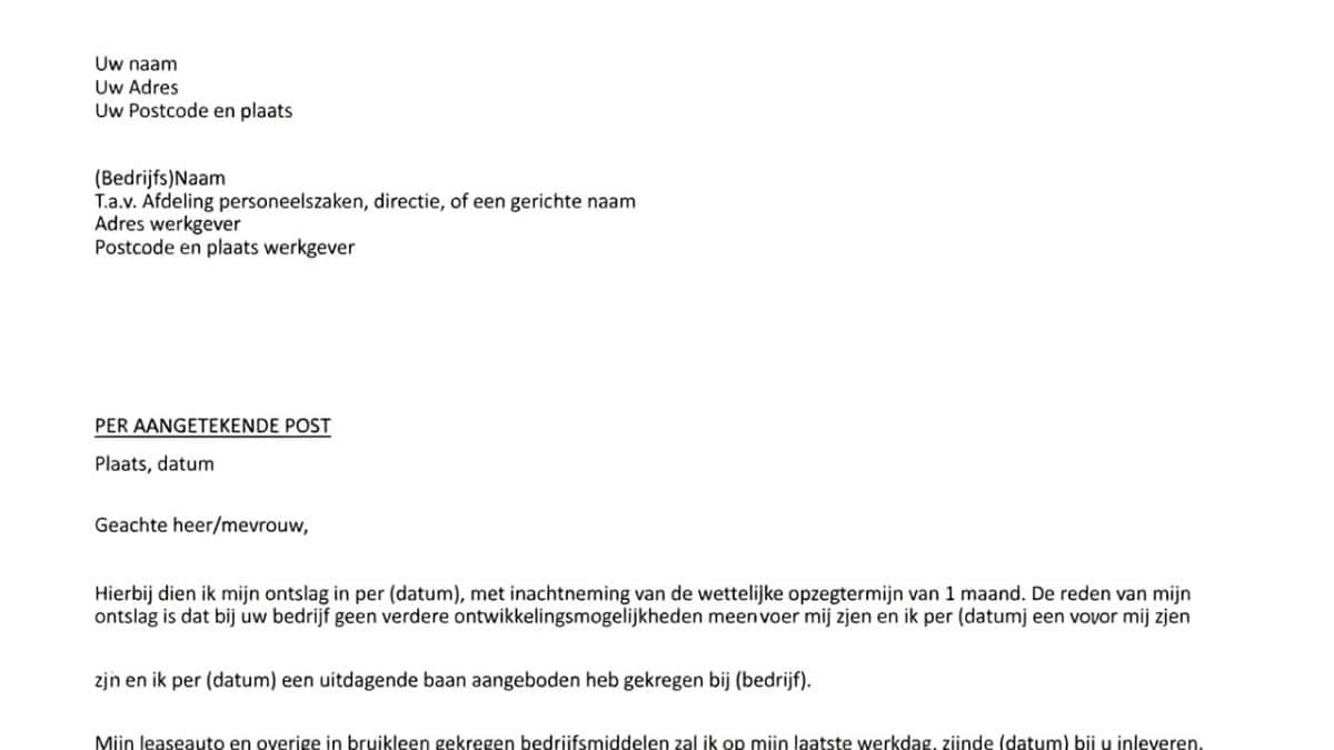 Je bekijkt nu Ontslagbrief: voorbeeld, maken en belangrijke informatie over ontslag